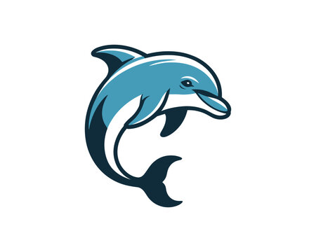Dolphin logo design, jumping dolphin mascot illustration