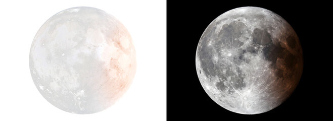 Full Moon of bright white lunar sphere with realistic craters and fine surface texture great for astronomy project designs in PNG, Transparent and Black Background Versions © Crafter