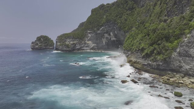 Aerial view of coastal landscape of in Penida island, Bali, Indonesia