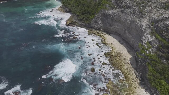 Aerial view of coastal landscape of in Penida island, Bali, Indonesia