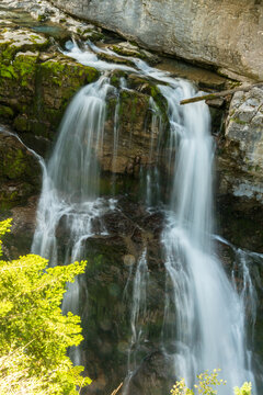 Spain, Aragon, Torla.  Ordesa Y Monte Perdido National Park.  Trail to the Gradas Soaso Waterfalls