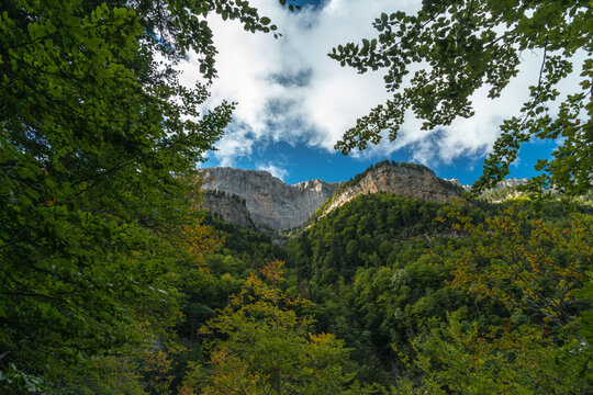 Spain, Aragon, Torla.  Ordesa Y Monte Perdido National Park.  Trail to the Gradas Soaso Waterfalls