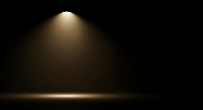 Bright spotlight beam glowing in the dark