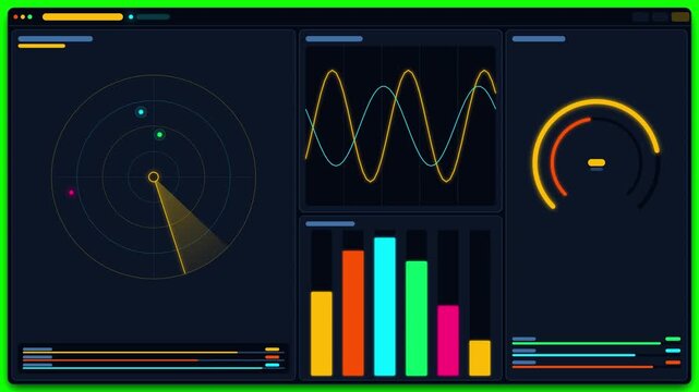 Digital hud dashboard interface with data visualization charts