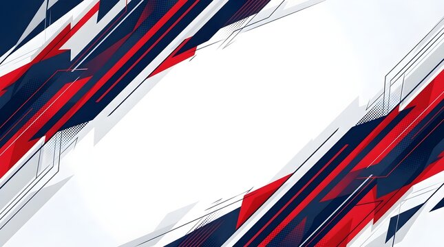 Abstract geometric background with dynamic red and dark blue diagonal shapes and sharp lines