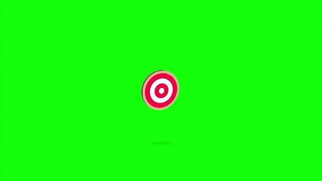 Target archery bullseye 3d icon glossy render floating element for game interface ui design and business success marketing assets on green screen