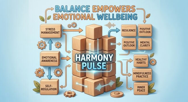 Balance Empowers Emotional Wellbeing: Harmony Pulse Concept Diagram