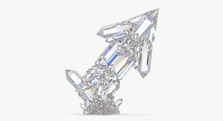 Obraz premium Abstract 3D Crystal Arrow Pointing Upwards Representing Growth, Success and Financial Progress