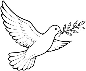Fototapeta premium Flying Dove Holding Olive Branch Symbolizing Peace and Victory