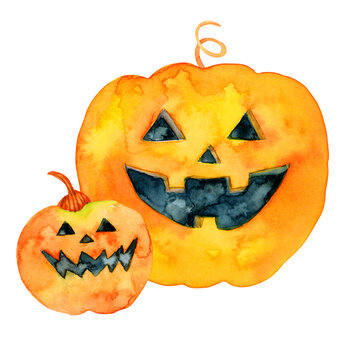 ハロウィン　カボチャ ジャックオーランタン　水彩 イラスト