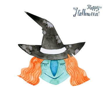ハロウィン　魔女 魔法使い　水彩 イラスト