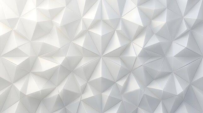Abstract geometric background with white 3d triangular pyramid shapes, modern architectural texture and low poly pattern design