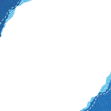 blue denim fabric torn corner border 