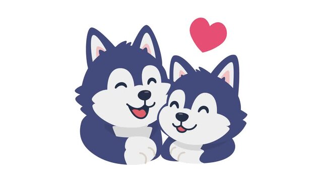 Cute Cartoon Husky Friends Icon Animation for Game UI, Seamless Loop