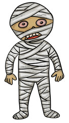 Obraz premium Water color Paper Texture Cute halloween mummy monster character illustration 