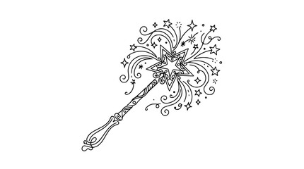 Obraz premium Magical Wand with Stars and Sparkles Isolated