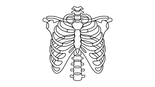 Human Rib Cage Outline, Isolated Anatomical Illustration