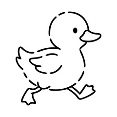 Fototapeta premium Cute Outline Drawing of a Running Duckling for Creative Projects
