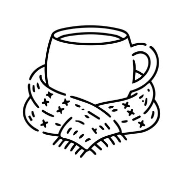 Cozy Coffee Cup with Decorative Scarf Elements for Winter Vibes