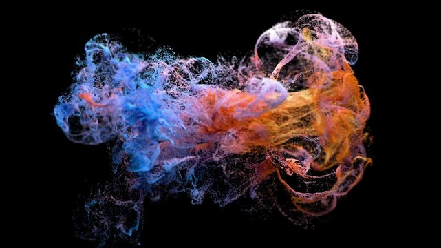 Colour flying through water, vertical but tilted 90 degrees