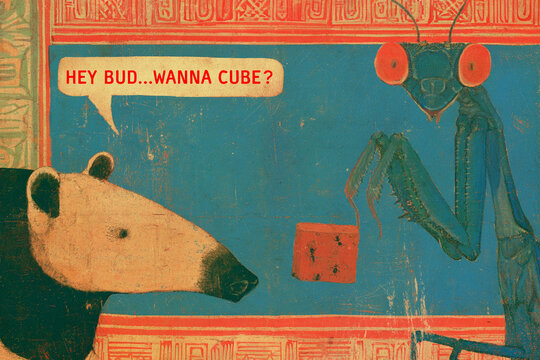 Speech Bubble Hey Bud Wanna Cube Female Praying Mantis Offering