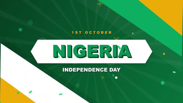 Nigeria Independence Day Celebration Graphic Featuring October First Date Textual Motion Render