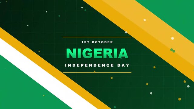 Nigeria Independence Day celebration motion background featuring green and yellow stripes on the first of October national holiday