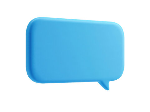 3D blue speech bubble icon isolated on a white background for digital communication concepts