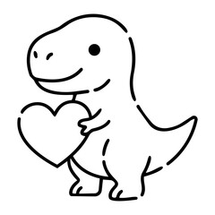 Fototapeta premium Cute Dinosaur Holding Heart for Fun and Playful Design Ideas