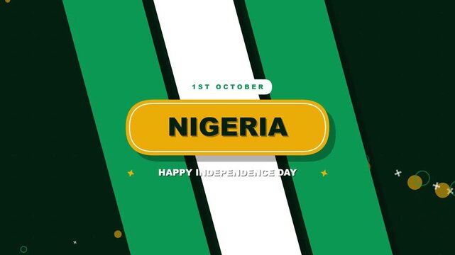 Festive Celebration Motion Graphic for Nigeria Independence Day on October First Featuring National Colors and Elegant Geometric Design Elements