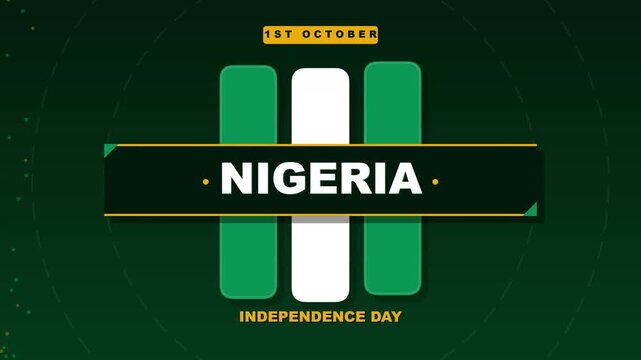 Elegant Motion Graphic Celebration Background Featuring The Green And White Colors Of The Nigerian Flag For Independence Day Anniversary