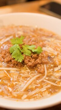Serving Bowl of Taiwanese Hot and Sour Pork Noodle Soup