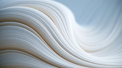 Fototapeta premium Smooth flowing white abstract curves with soft shadows and depth abstract waves white