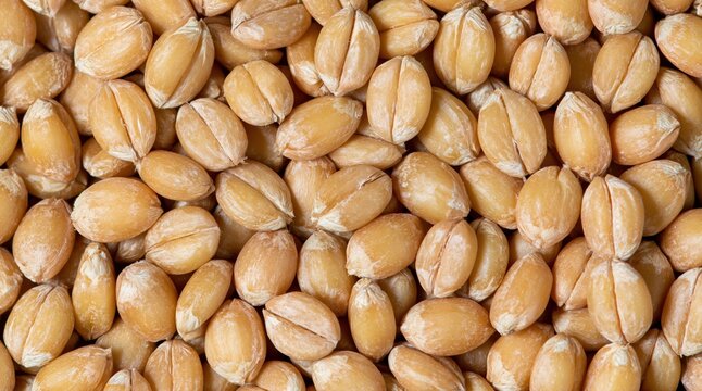 Close up of whole raw wheat grains