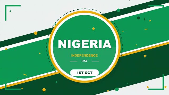 Nigeria Independence Day Celebration Graphic Banner Featuring October First Text Design With National Colors And Modern Abstract Geometric Patterns