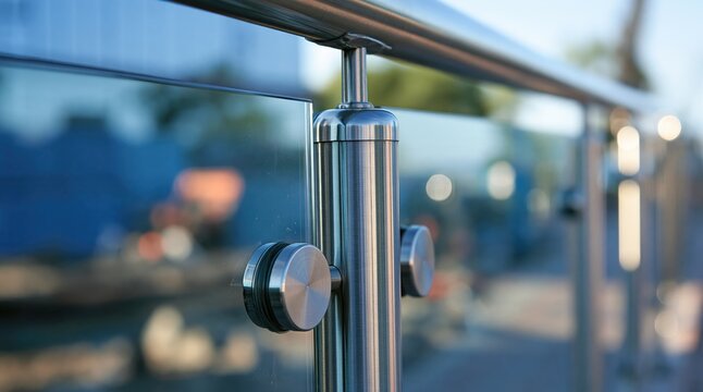 Modern stainless steel handrail and glass balustrade system
