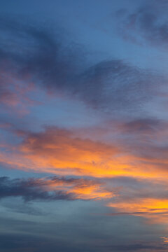 Colorful Sunset Sky With Wispy Clouds