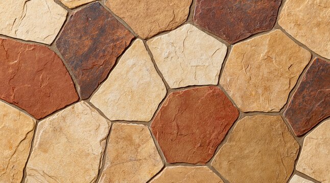 Decorative stone wall texture with irregular polygonal flagstones