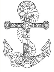 Black and white anchor with intricate knot design vector © Laboni