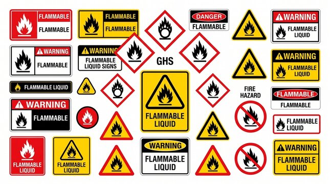 Flammable warning signs collection