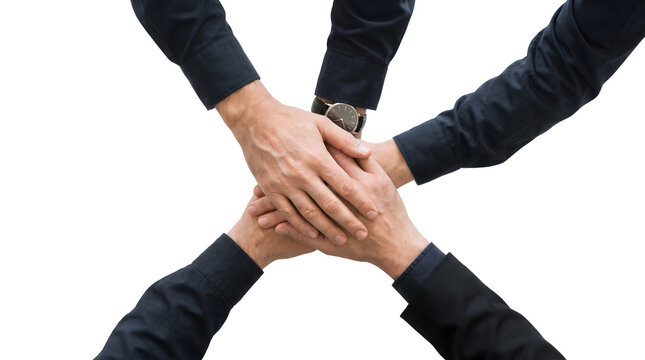 Business team putting hands together for unity and success with teamwork