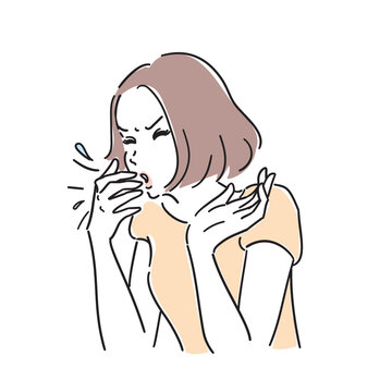 くしゃみをする女性　風邪花粉症の症状