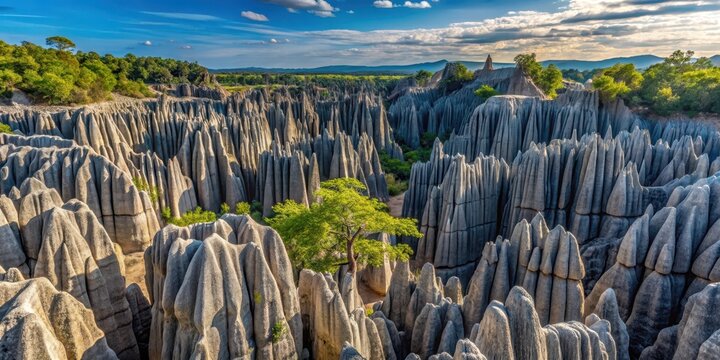 Tsingy of Ankarana limestone peaks with unique needle-like formations, tsingy, limestone, tsingy, limestone