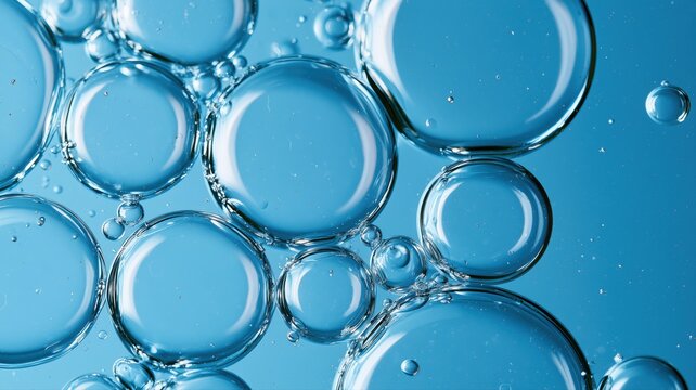 close-up of bubbles in skyblue oil on a skyblue background, flat lay, top view, minimalistic --ar 16:9 --v 8.2 Job ID: 3ce7ca97-69fe-492d-9e7e-afc7f7be9b0f