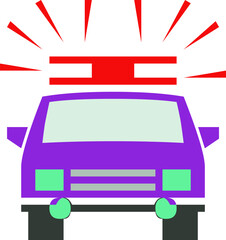Colorful Police Car with Siren Light Vector Illustration Icon Emergency Vehicle © Wanday Art