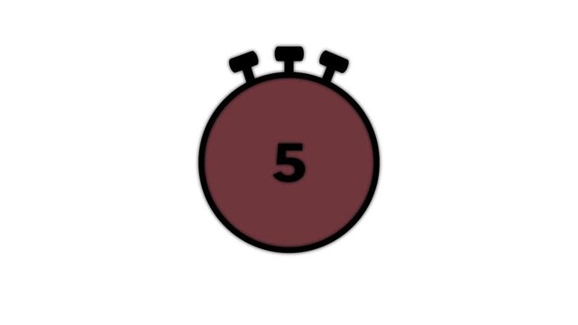 10 to 0  second timer on black colour icon animation on white background. circular countdown with a visual sweep. simple and clear timing indicator for various projects, 4k animation video. 