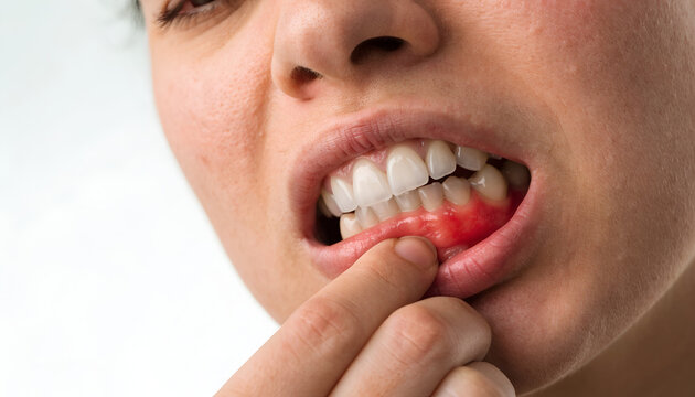 Close-Up of Inflamed Gums Showing Signs of Oral Health Concern