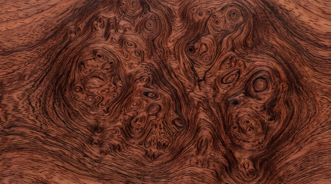 Rich Walnut Burl Wood Grain Texture, Organic Swirls, Natural Dark Brown Pattern Background