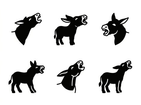 Whimsical Blackline Illustration of Animals Making Animal Sounds.
