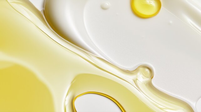 mixture of light yellow oil and white facial cream, white background, minimalistic, no text, no product --ar 16:9 --v 8.2 Job ID: 1b45dfcd-c99b-4f39-802a-9f9ce67bcd95